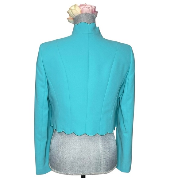 KASPER Scalloped Hen / Edge Turquoise Jacket size 4 - Picture 3 of 10